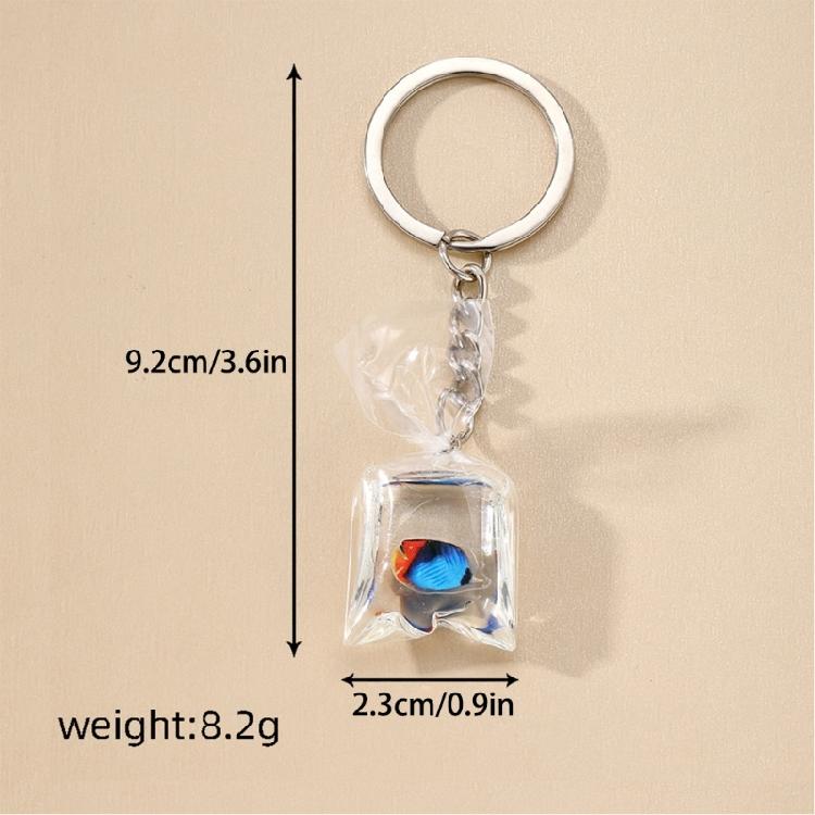 Exquisite Resin Fish Keychain Pendant In Transparent Water Bag for Bags Backpack