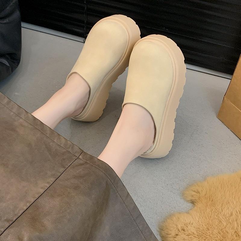 Baotou half slippers women's outer wear spring new thick bottom height increase shorty le lazy