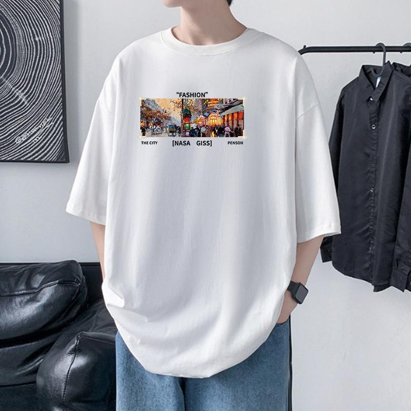 

Мужская футболка оверсайз с приспущенным плечом Nasa Giss, 100% хлопок, уличная футболка XXXL белый