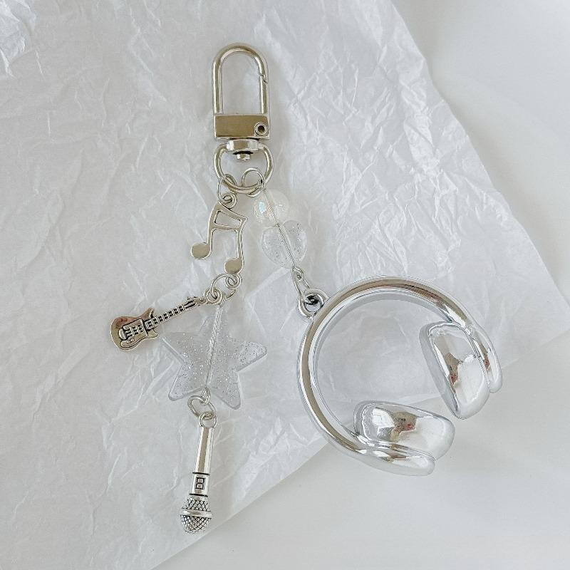 Ins Wind Music Headset Shape Mobile Phone Chain Personality Backpack Pendant Musical Note Keychain Creative High-value Pendant