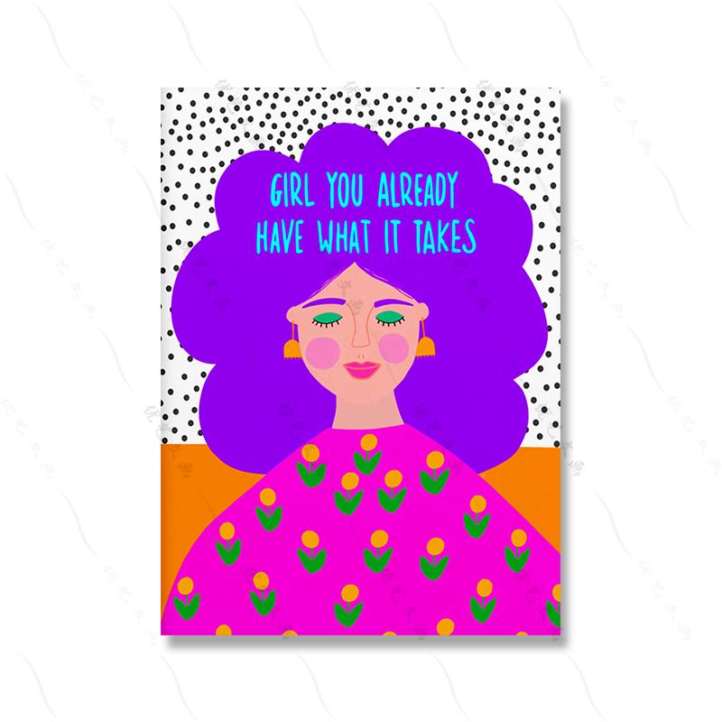 Colorful Boho Living Room Home Decor Positive Kind Girl Quote Poster Picture Wall Art Print Abstract Pink Flower Canvas Painting