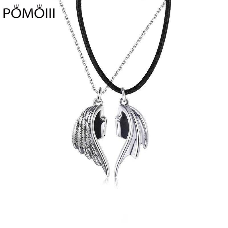 1 paar Magnetische Paar Engel Und Dämonen Halskette Gothic Punk Stil Für Männer Schmuck Hochzeit Liebhaber Paare Valentinstag Geschenk