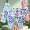 1PC Colorful Tropical Fish Cartoon Print 750ml Color Plastic Sports Water Bottle Leakproof Flip Straw Lid Suitable for Sports Office Home Use