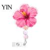 Decorative ID Badge Reel for Nurses Cute Flower Reels, Retractable Nurse Clip with Beaded Secure Backpacks Charm, Floral Name Card Holder Teacher