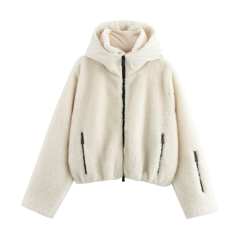

Kaslead New Women clothes Western Style Versitile Fashion Fleece Jacket 8073075 Milky White L