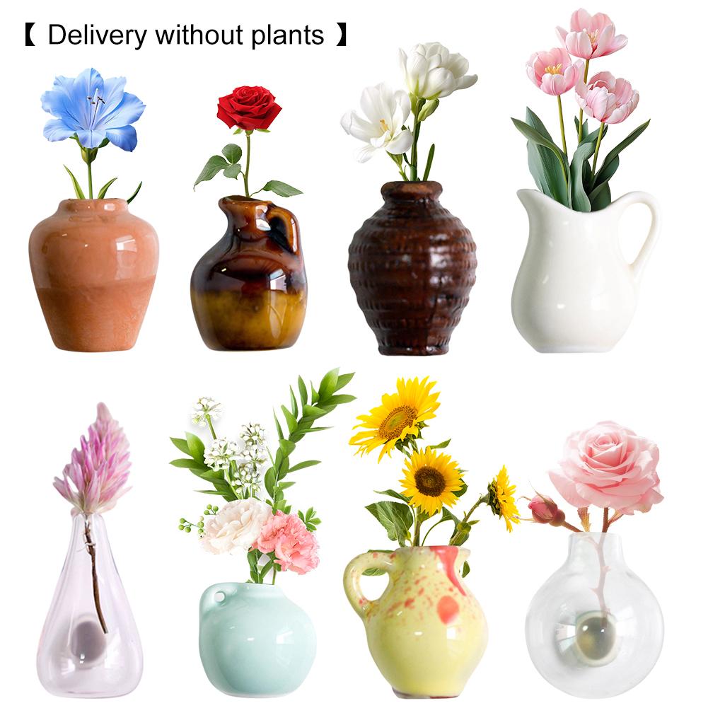 Minivas Kylskåpsdesign Magneter Lättvikt Keramikvas Kylskåpsmagnet Slitstark Kreativt Meddelandeklistermärke för Luftkonditionering