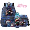 4 Pezzi/set Zaino Stampato Anime Demon Slayer Grande Capacità Borsa per Libri Borsa a Spalla Custodia per Borsa con Borraccia da 750ml Ragazzo Ragazza Zaino Impermeabile