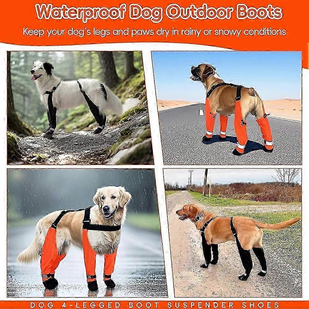 Dog Suspender Boots, Large Dog Rain Boots, Waterproof Doggy Winter Boot Snow Pants, PawProtectors Legging Shoes L New Arrival S06