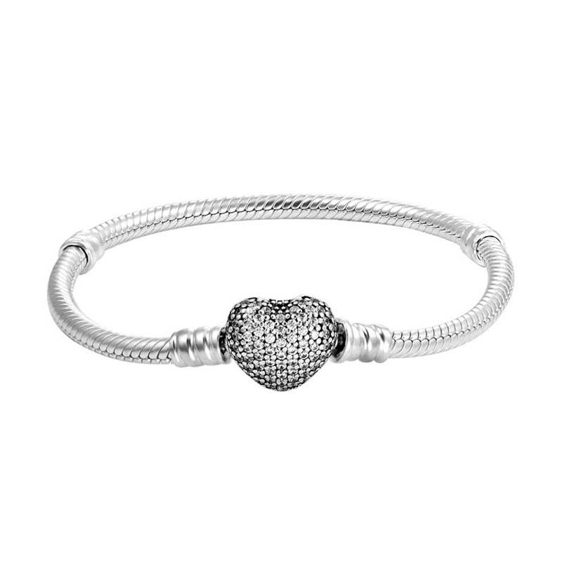 Pandora Moments Brilliant Love and Snake 925 Silver Bracelet Women s Silver 590727CZ
