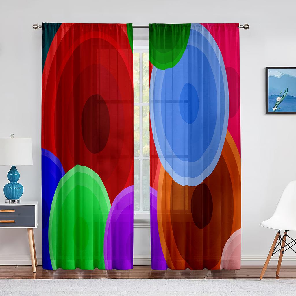 Geometry Koła Drukowana Woalowa Zasłona Paskowa Sztuka Linii Szyfonowa Tiulowa Zasłona Okienna Salon Sypialnia Kuchnia Draperia Dekoracja Domu