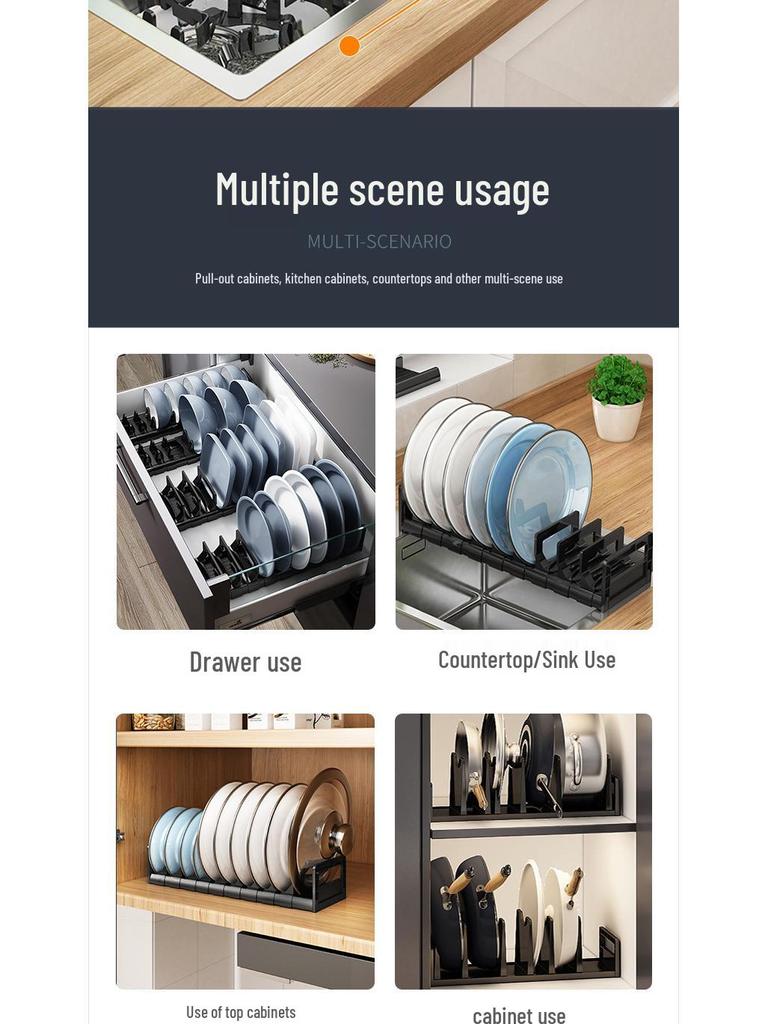 Kitchen Dish Drying Rack with Cutlery Holder and Drawer Organizer