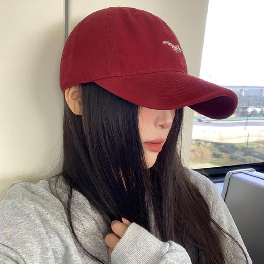 Sunscreen Embroidered Letter Cap Korean Style Cotton Hat Apparel Accessories Baseball Cap  Girls