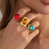 Salircon Luxury Classic Colorful Acrylic Rhinestone Rings Women Vintage Gold Color Metal Knuckle Chic Rings Couple Y2K Jewelry