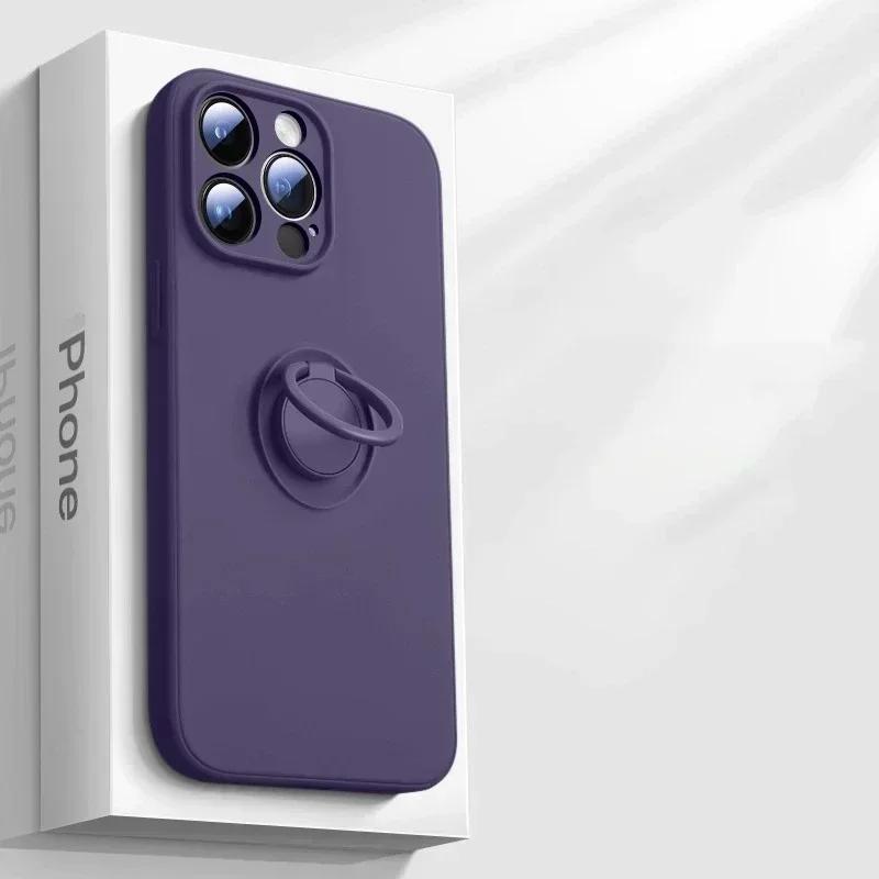 Magnetic Soft Silicone Phone Case For iPhone 17 Air 16 15 14 13 12 11 Pro Max 16 Plus Full With Ring Holder Shockproof Cover