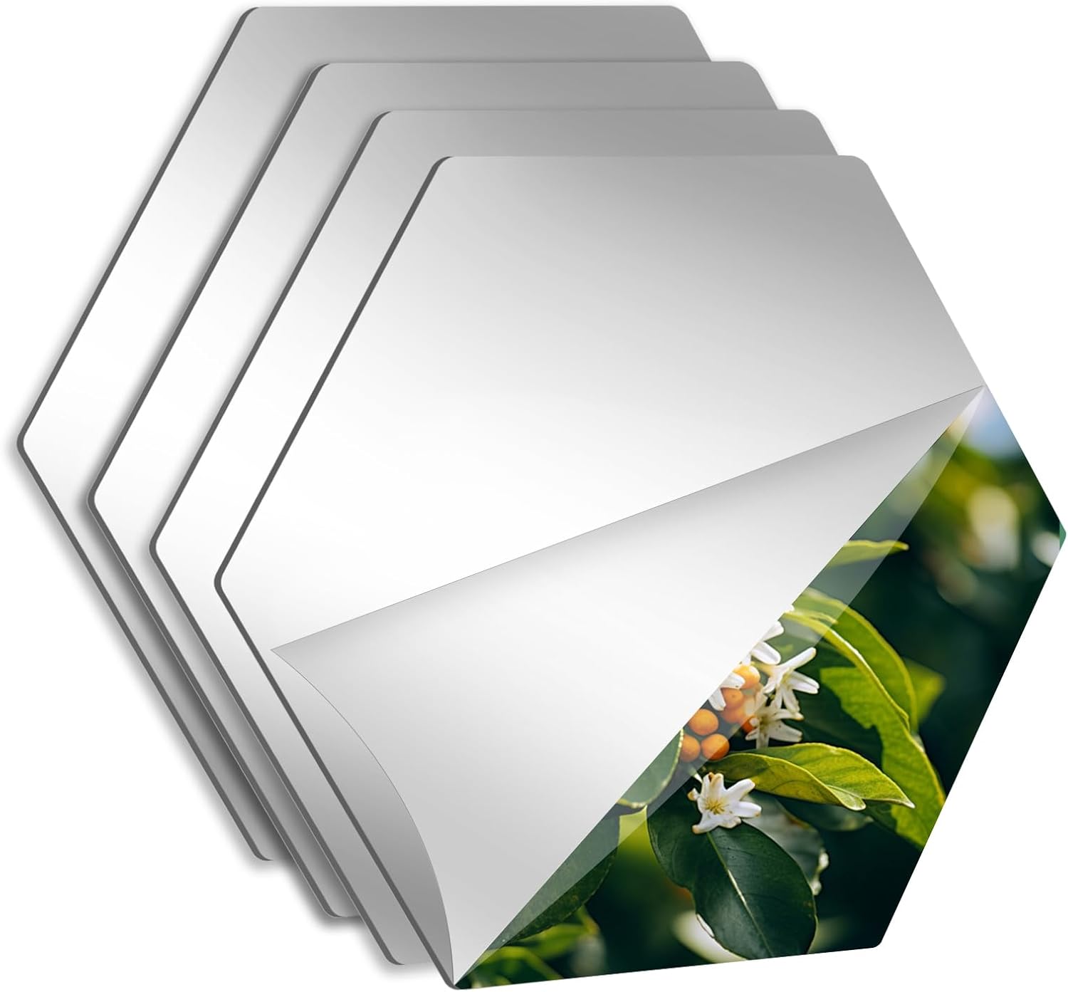 

60PCS Hexagonal Self-adhesive Wall Mirror Stickers Suitable for Bathroom Mirrors, Gym Mirrors, and Home Door Decorations 80x70x40mm