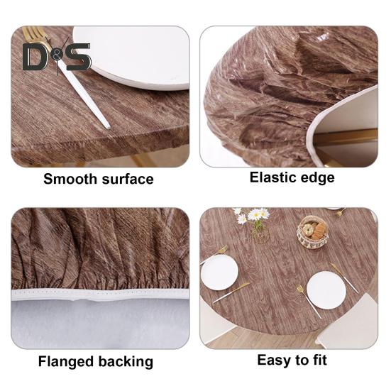 Copritavolo Rotondo Elasticizzato Impermeabile Antimacchia Tovaglia con Bordi Elastici Motivo Grana Legno Copritavolo Rustico per Festa Vacanza Casa Fattoria