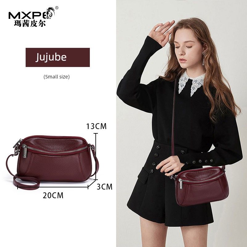 

Mxpe Leather Women s Mini All-Match Double Zipper Pouch Jujube red small size
