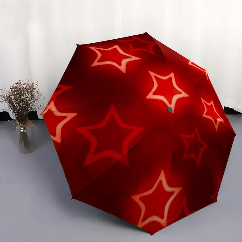 1pc Stars Circle Automatic Open/Close Umbrella, Portable Folding Umbrella, Compact Travel Umbrella For, Birthday/Christmas Gift 5062