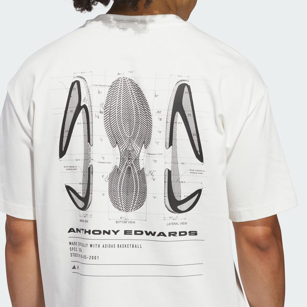 Adidas Anthony Edwards Gfx Schematic Loose Fit Crew Neck Short Sleeve T-Shirt Men Tops KB7256