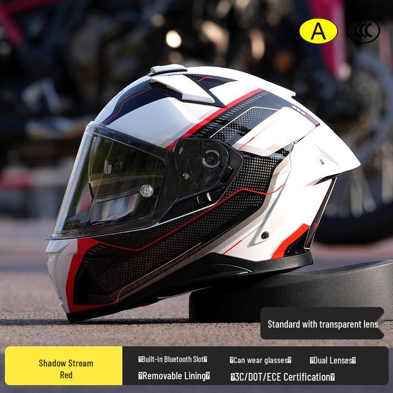 RSV Motorcycle Helmet with Double Visor, Men's Full Face, All-Season, Universal Fit, 3C Certified (Model 939)