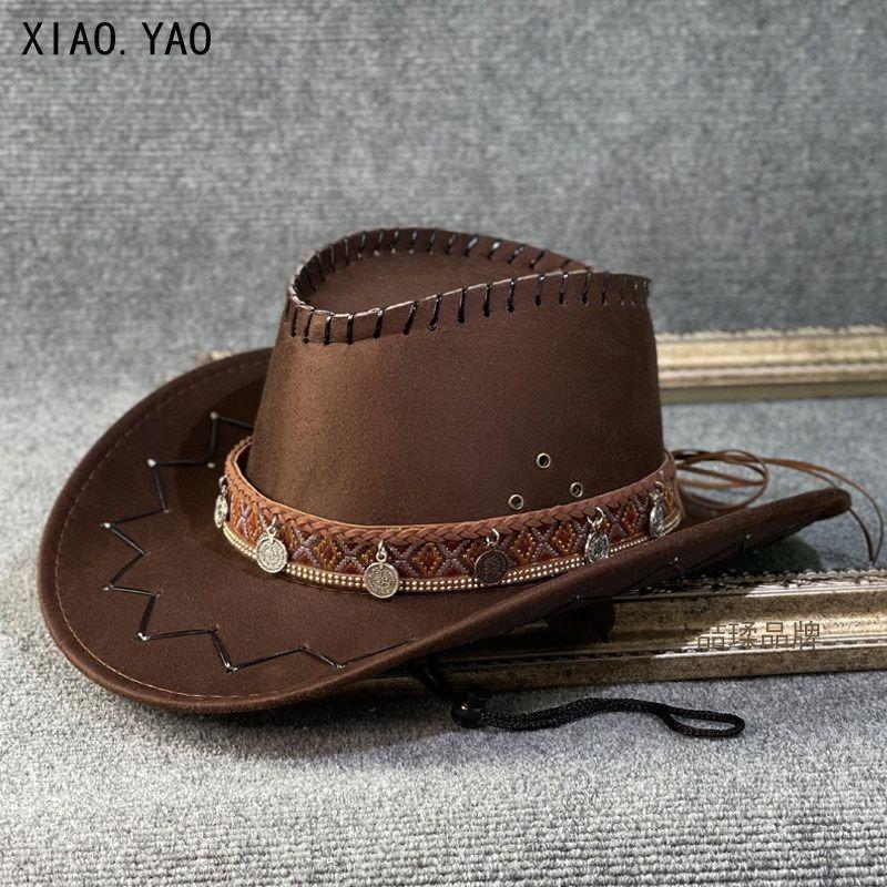 Vintage Ethnic Western Cowboy Hat Unisex Outdoor Sun Protection Travel Hat