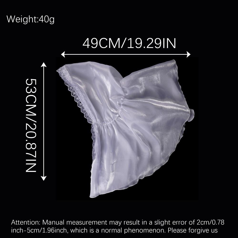Fashion Silk Satin Lace Cape White Ribbon Trim Hooded Shawl Elastic Chiffon Hijab Church Prayer
