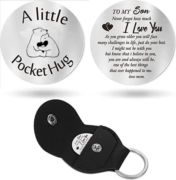 Cross Car Key Inspirational Decision Coin Leather Keychain with Stainless Steel Engraved Double-Sided Round Charm Gift