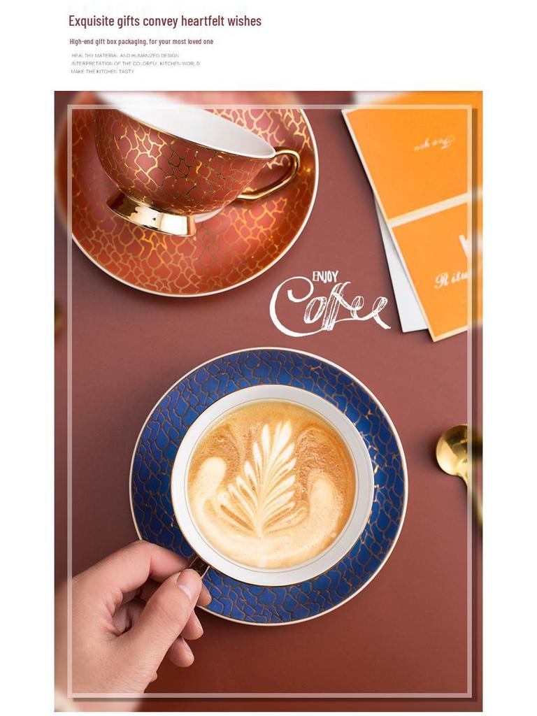 Vergoldetes Premium Knochenporzellan Kaffeetasse & Untertasse - Retro, Exquisit, Hochwertiges Geschenkset für den Hausgebrauch