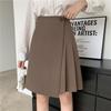 2025 Autumn/Winter Plus Size High-Waist Slimming Hip-Cover Mid-Length Irregular Pleated A-Line Skirt