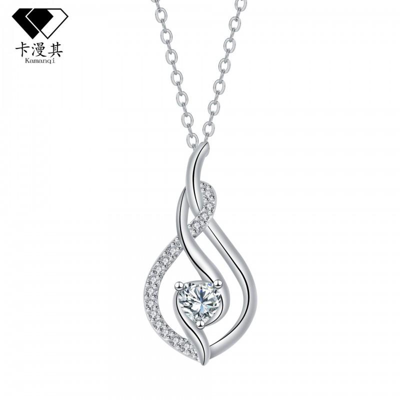 Elegant Heart Pendant Necklace Women Plated Copper Chain Cross Link Style Minimalist Locket Jewelry Silver