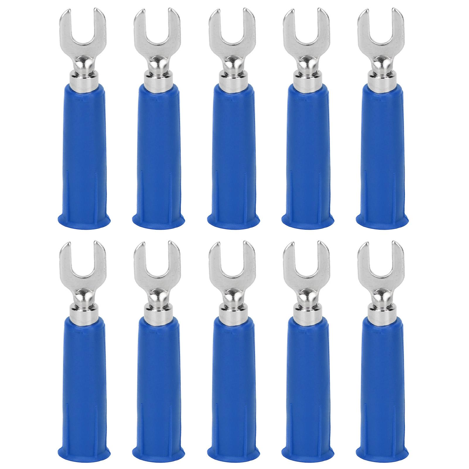 

10 шт./набір Адаптер штекера типу банан Ізольовані вилкові клеми Клеми для дроту U-типу Електричне обтискання синій