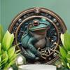 Frog Metal Wall Art Round Aluminum Sign Art Deco Home Office Halloween Decor