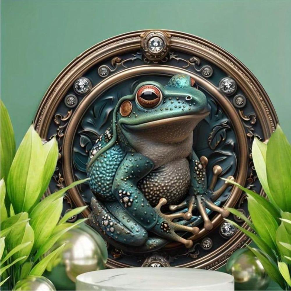 Frog Metal Wall Art Round Aluminum Sign Art Deco Home Office Halloween Decor