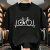 Bike Heartbeat Line Art T-Shirt Men's and Woman‘s Cycling Tee Minimalist Bicycle Print Short Sleeve Crewneck