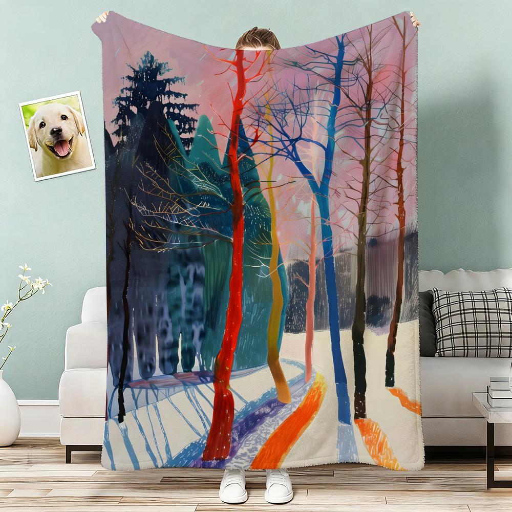 David HoCKney Art Prints Throw Lightweight 240g Flannel Blanket Soft Skin-friendly for Summer Cooling 75x90cm