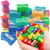 30/60pcs 2.5cm Mini Color Pencil Sharpener Curved Anti-slip Design Plastic Square Pencil Sharpener School Reward Stationery