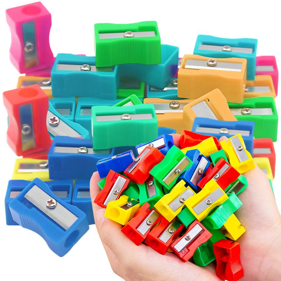 30/60pcs 2.5cm Mini Color Pencil Sharpener Curved Anti-slip Design Plastic Square Pencil Sharpener School Reward Stationery