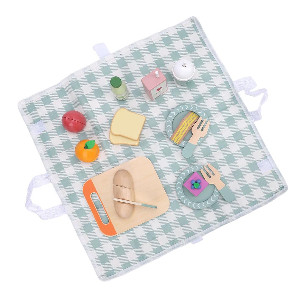 Kids Picnic Toy Set High Simulation Educational Fun Develop Fine Motor Skills Wooden Food Play Toys