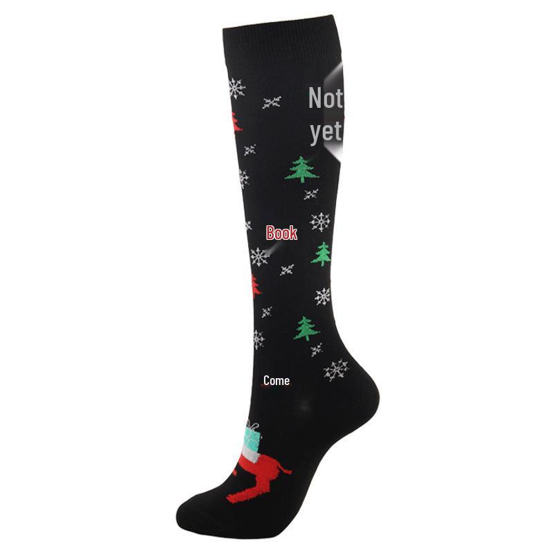 Damskie Paskowane Świąteczne Skarpety Kompresyjne - Wzory Drzewko, Czapka, Zwierzę, Sportowy, Retro