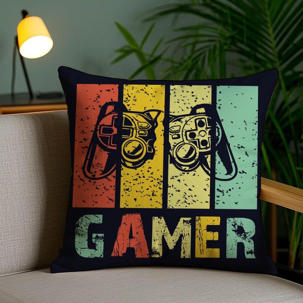 Colorful Graffiti Game Gamepad Cushion Cover Soft Short Plush Double-Sided Printing Home Decor Machine Washable Pillow Case Gift