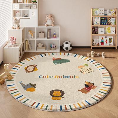 Cartoon Style Carpets for Living Room Cute Round Bedroom Decor Plush Carpet Home Fluffy Soft Floor Mat Thick Anti-slip Study Rug