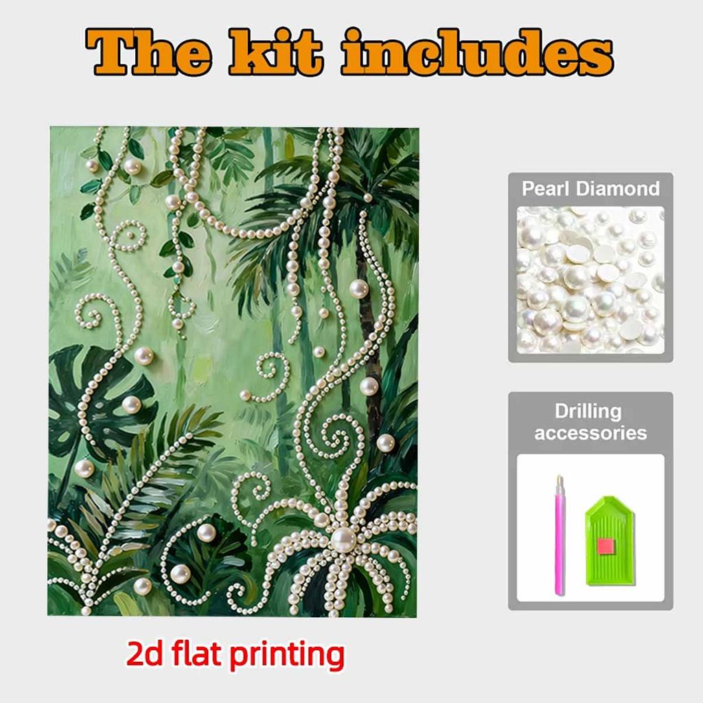 Crystal Pearl Painting 5D DIY Frame Decoration Painting Plants Home Wall Decoration Transparent Pearl Gemstone Painting Picture Art Crafts