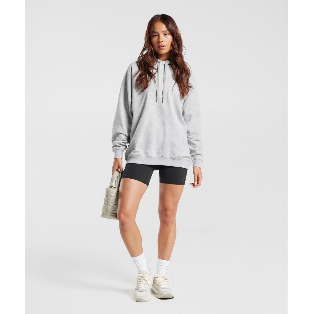 Gymshark Training Oversized Fleece Hoodie Light Grey Core Marl B5a7n Gbcn