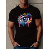 Europese Maat Oogprint T-shirts Voor Mannen, Casual Ronde Hals Korte Mouw T-shirt, Comfortabel Ademend T-shirt Voor de Zomer