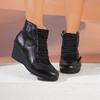Fashion Women's Retro Platform Wedge Heel Ankle Boots Autumn Winter Cross Strap Casual Shoes Woman Plus Size Pu Leather High Heel Boots