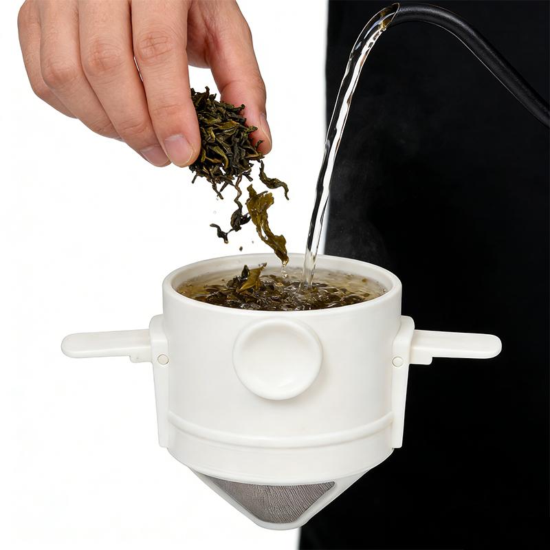 1PC Reusable Gifts Ear Hook Easy Pour Design Coffee Filter Portable With Foldable Dripper Office Stainless Steel Home