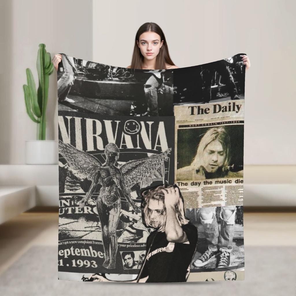 Nirvana Čelenka na obličej  Deka Kvalitní Měkká Teplá Hodit deku Jaro Cestování letadlem Domácí dekorace Vzor Přehoz na postel