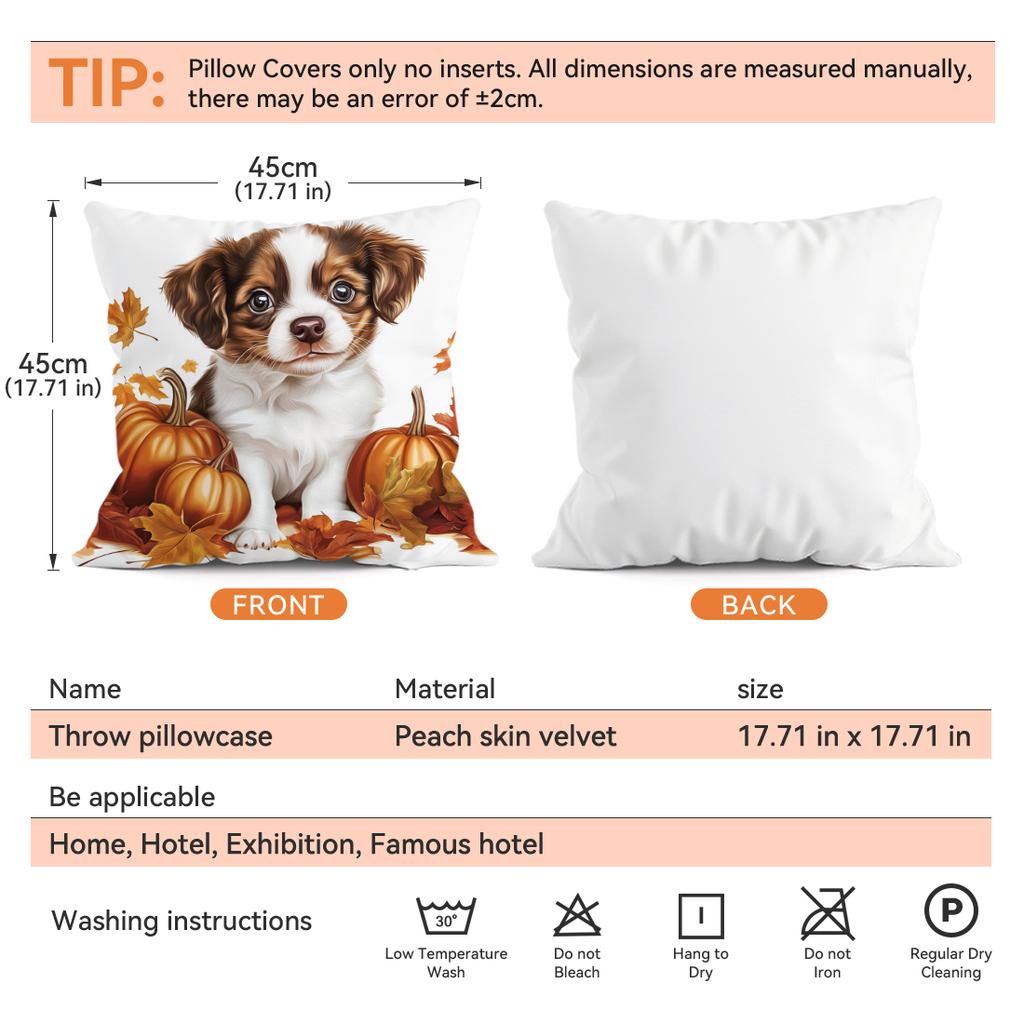 Autumn Thanksgiving Decor Pillowcase Printed Polyester 45x45cm Throw Pillowcover Decorative Sofa Cushion Pillowslip Home Decor