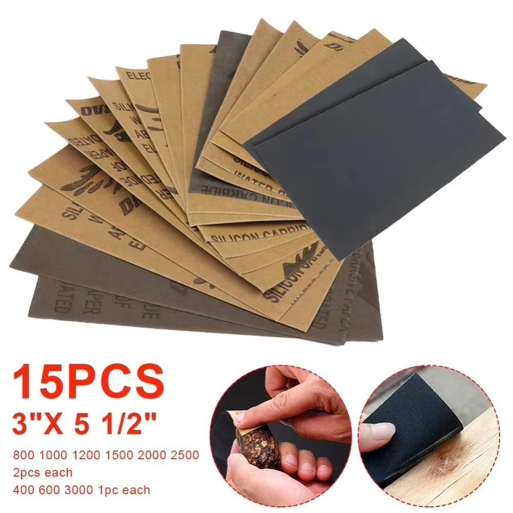 15/18Pcs 400-3000 Grit Sanding Paper Kit Abrasive Polishing Tools  Wood Sanding