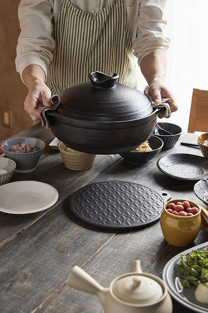 TAMAKI Miyabi Earthenware Size Hard Direct-Fire Pot, 9, Black, 32x27.5x17.5cm (H), Porcelain, Direct-Fire, T-974964